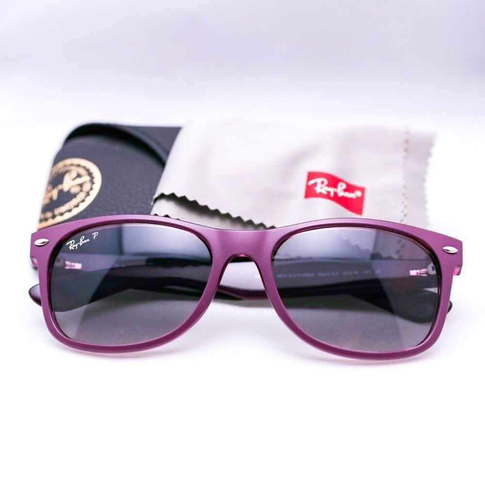 Ray-Ban New Wayfarer Violet Matte Gray Polarized Lens 55-18 145